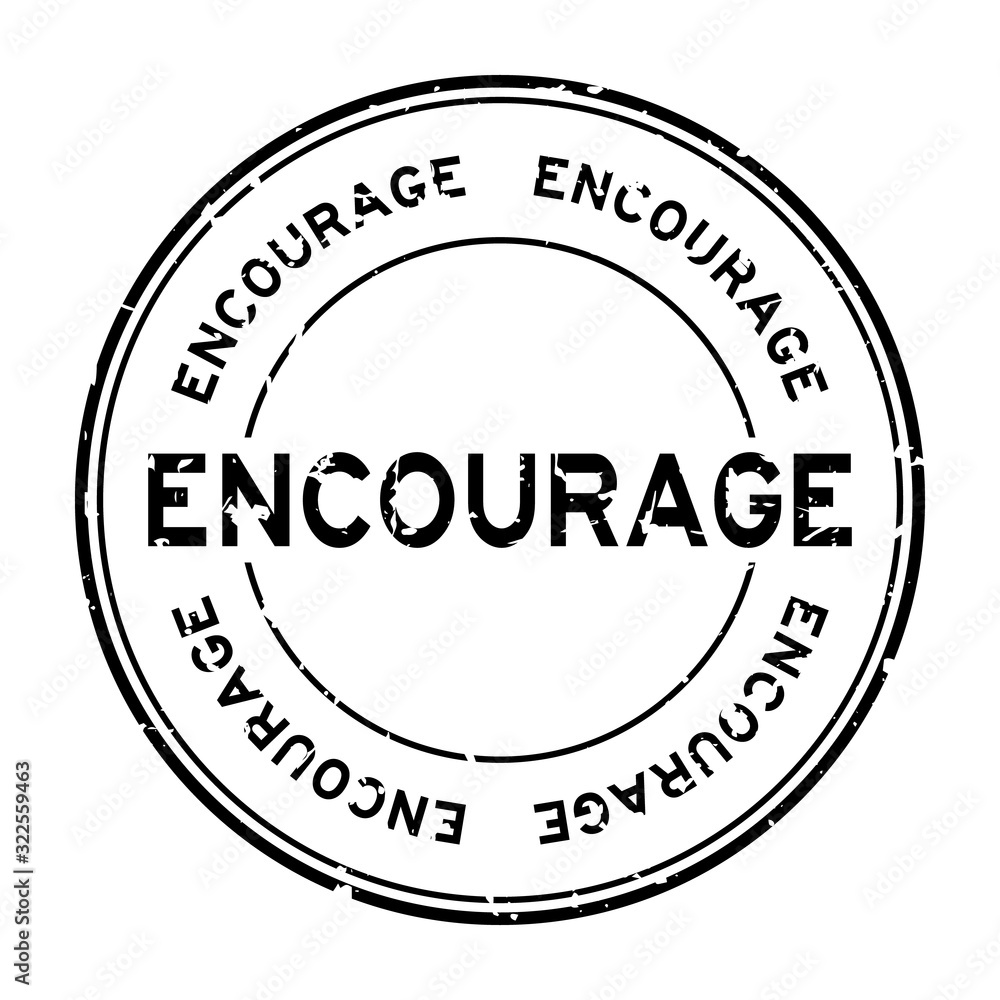 Grunge black encourage word round rubber seal stamp on white background Grunge black encourage word round rubber seal stamp on white background