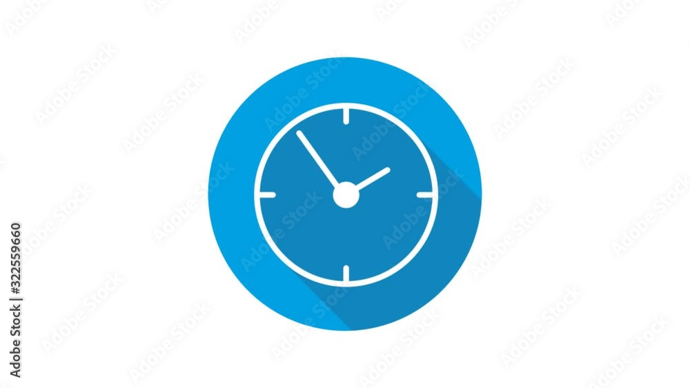 Blue motion graphic icon animation clock Blue motion graphic icon animation clock