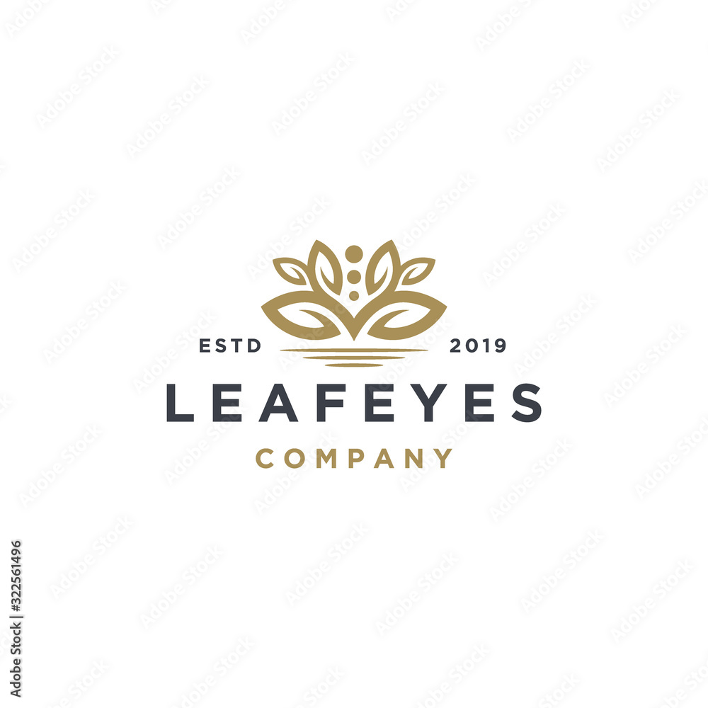 Elegant leaf fashion cosmetic logo design. vector design flower