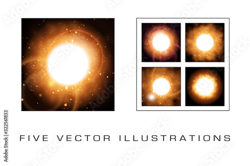 Sun in dark space, futuristic art