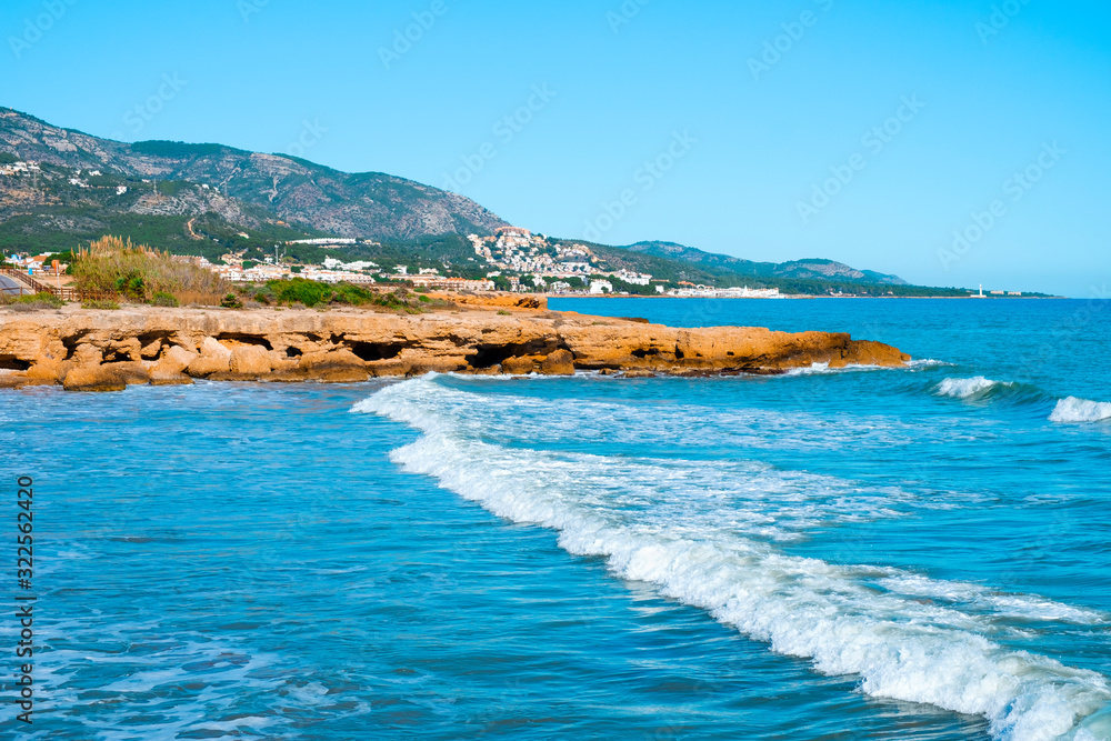 Fototapeta premium rock formations Moro beach in Alcossebre, Spain