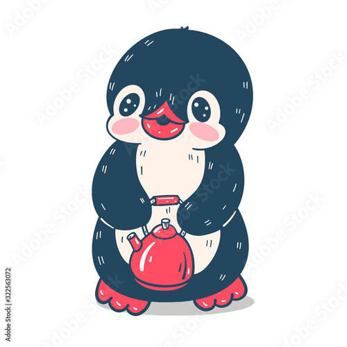  illustration with funny cartoon penguin