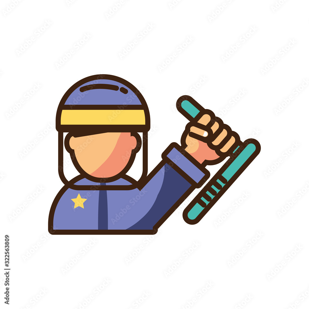 police holding a bat icon, colorful fill style police holding a bat icon, colorful fill style