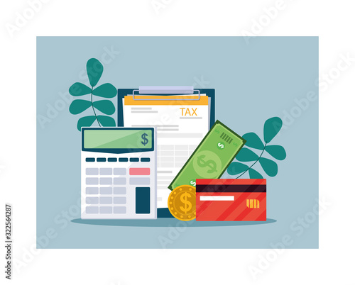 set of icons of tax day