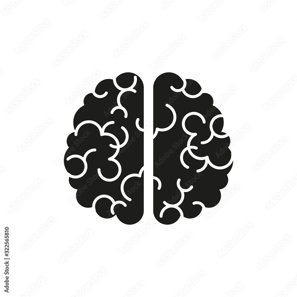 The icon of the brain. Simple vector illustration - obrazy, fototapety, plakaty 