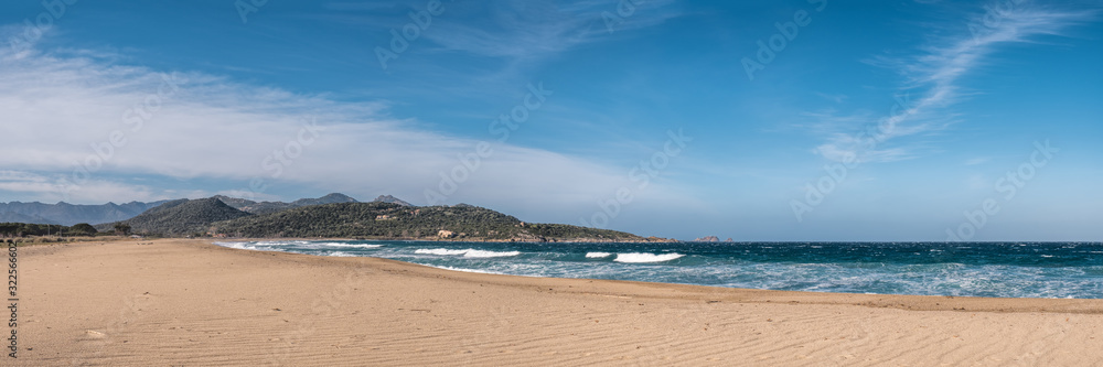 Panoramic view of Lozari beach in Corsica