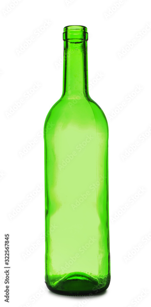 Glass bottle on white background. Recycling concept Glass bottle on white background. Recycling concept