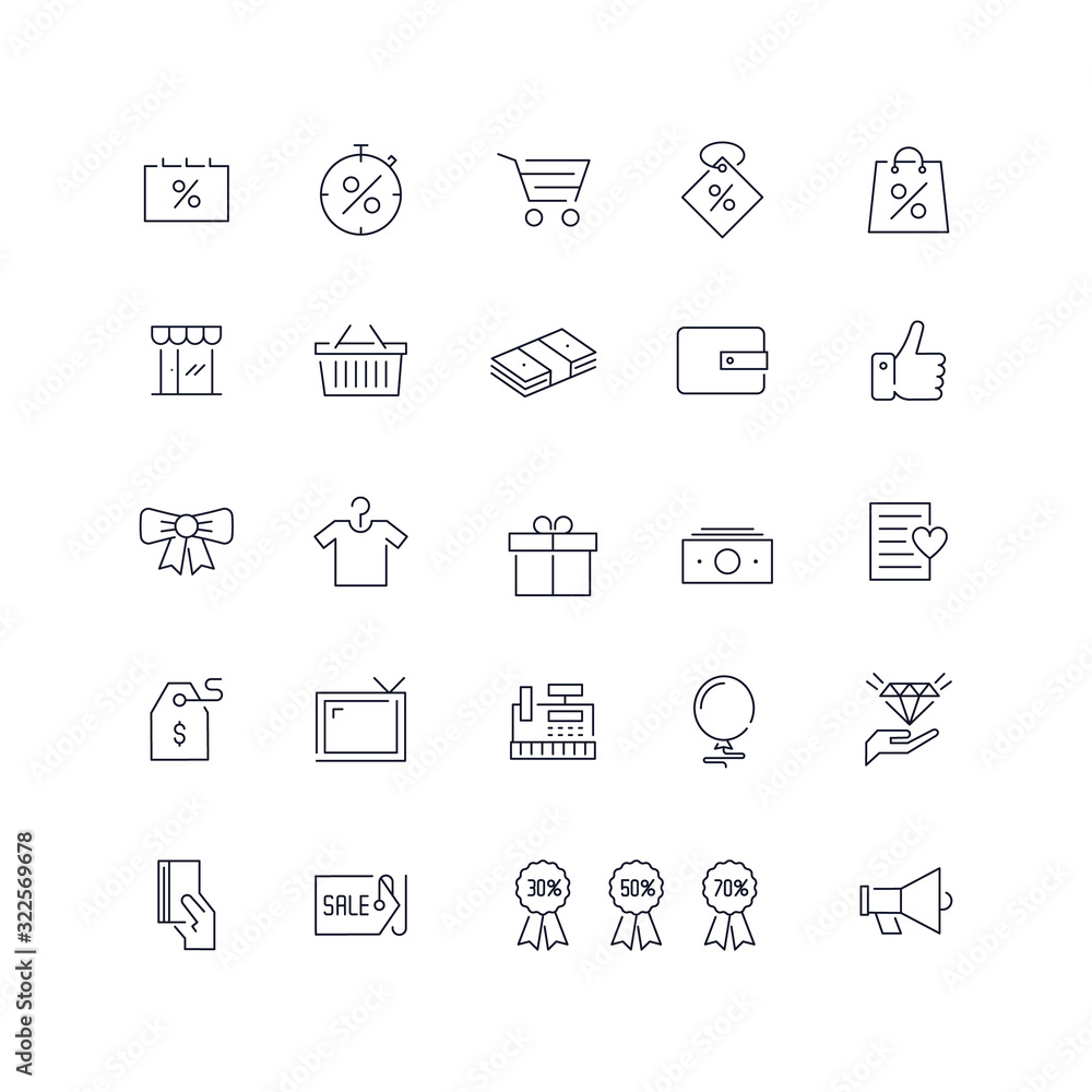 Line icons set. Black Friday pack. Vector Line icons set. Black Friday pack. Vector