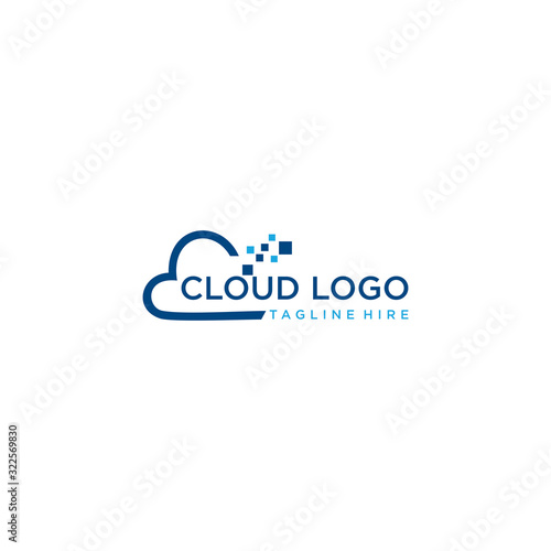 Cloud logo vector for software house, software developer, web developer, web hosting, domain, cloud services, website, cloud computing, data warehouse, big data.