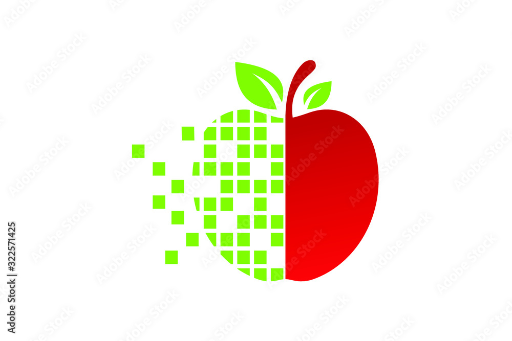 Apple pixel / data logo sign symbol in flat style on white background Apple pixel / data logo sign symbol in flat style on white background