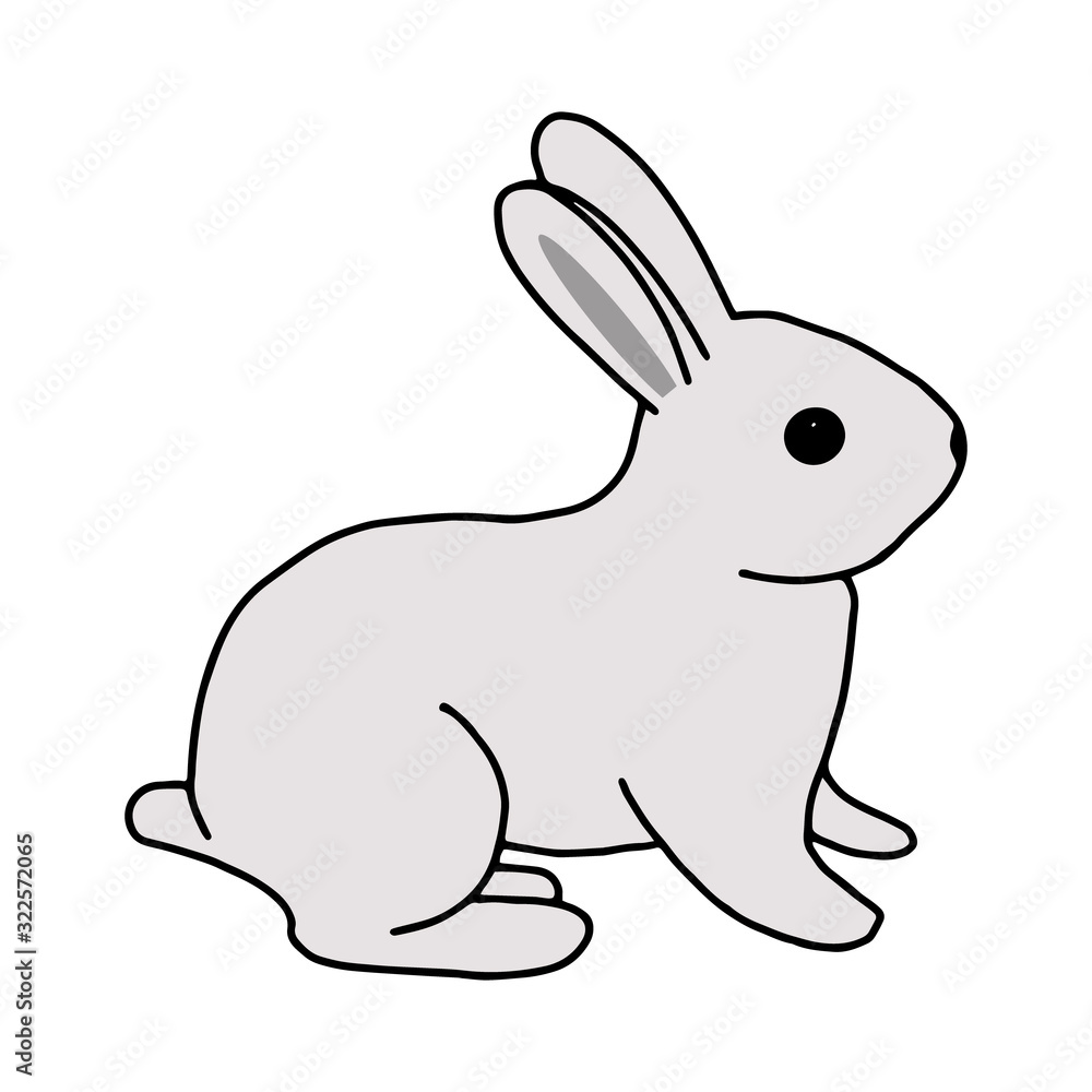 Rabbit hand-drawn contour line drawing. Easter bunny.For postcards, printing on fabric.Cute animal.Doodles.Vector Rabbit hand-drawn contour line drawing. Easter bunny.For postcards, printing on fabric.Cute animal.Doodles.Vector