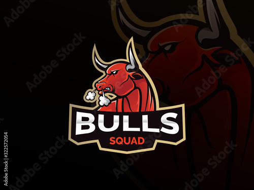 Bull sport gaming mascot logo template