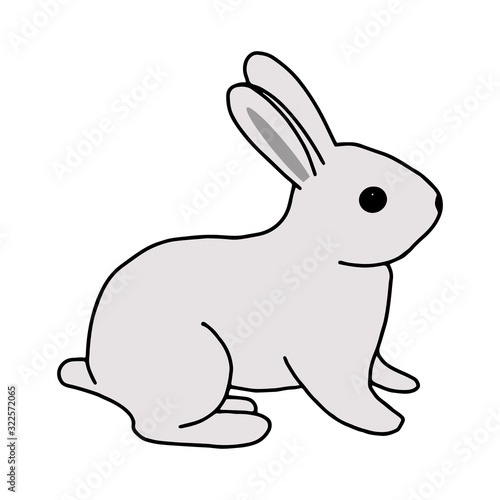 Rabbit hand-drawn contour line drawing. Easter bunny.For postcards, printing on fabric.Cute animal.Doodles.Vector