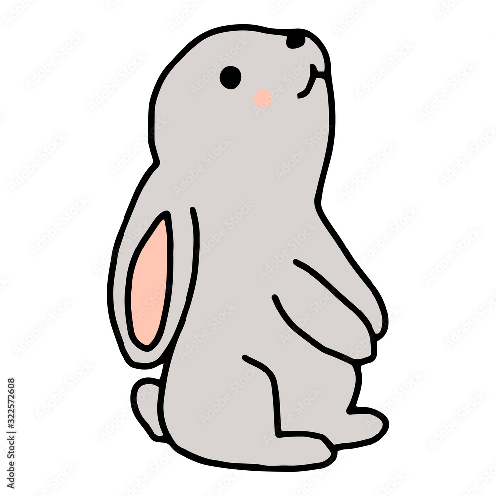 Rabbit hand-drawn contour line drawing. Easter bunny.For postcards, printing on fabric.Cute animal.Doodles.Vector Rabbit hand-drawn contour line drawing. Easter bunny.For postcards, printing on fabric.Cute animal.Doodles.Vector