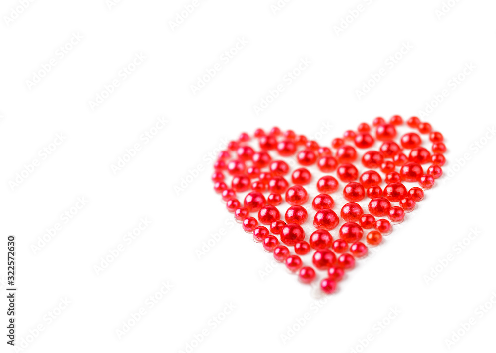 Red heart. Decorative sticker on white background.