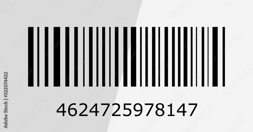 Realistic barcode. Vertor code barcode mockup. Vector graphics on white backround flat style