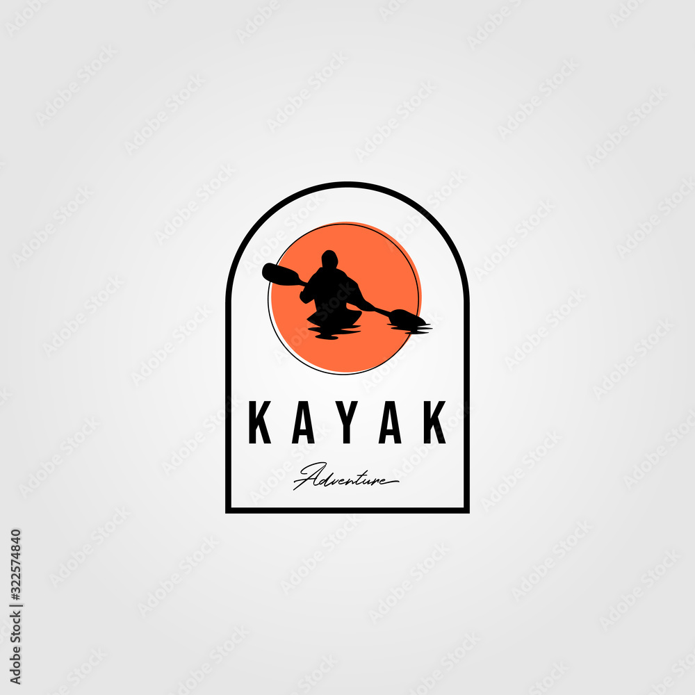 Obraz premium adventure kayak logo outdoor vector illustration design