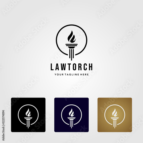 law and torch symbol on the logo, simply color and style logo