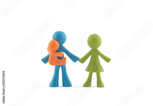 Colorful family figurines on white background with clipping path