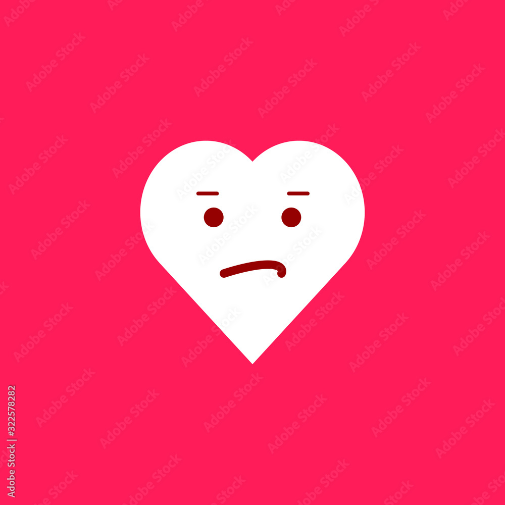 Black contour heart with emotions on a white background. Emoji sad heart Black contour heart with emotions on a white background. Emoji sad heart