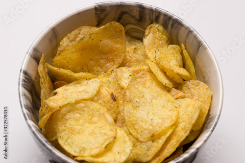 chips on a white background