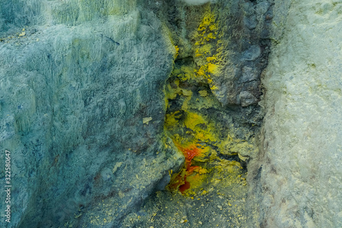 Sulfur mining from the crater of Ijen volcano