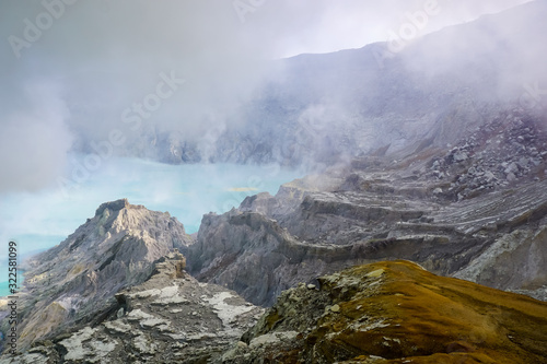 Beautiful Crater Lake in Ijen Volcano