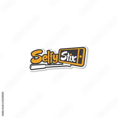 Selfie Stick and Smartphone vector illustration, isolated on white background