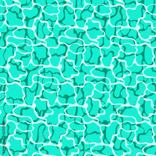 Ocean, sea or pool water abstract background in turquoise shades. Vacation and relaxtion mood. Can be used for adverticing and promotion in banners, flyers and posters, wrapping, decoration, fabrics.