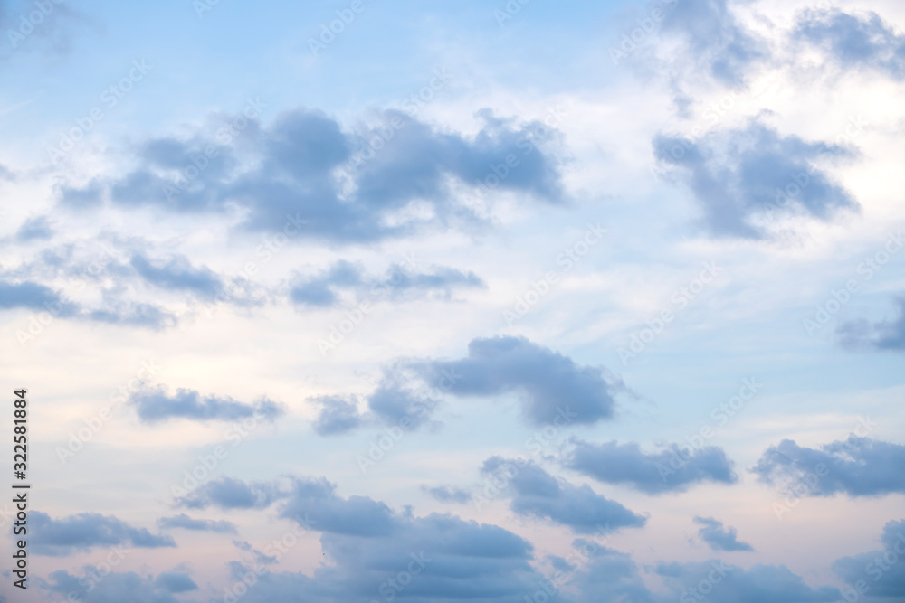 Sky and clouds with a beautiful light in the twilight