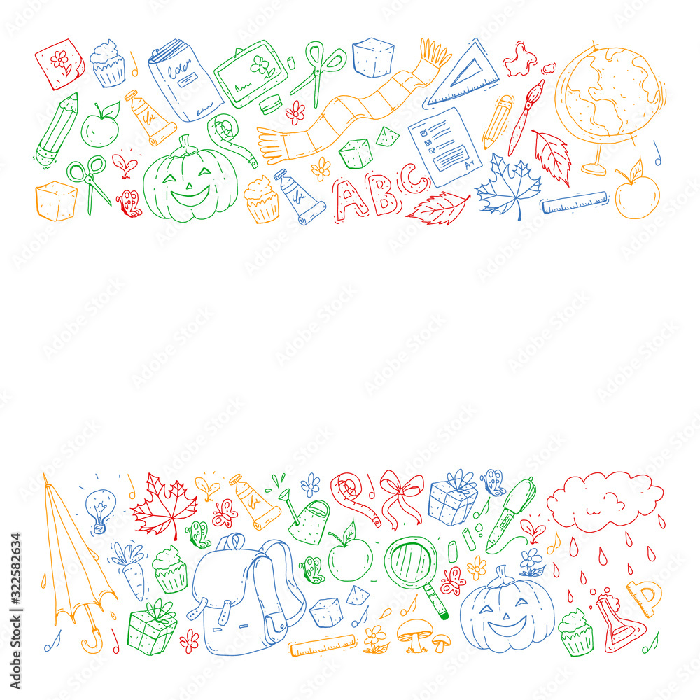 Back to school vector pattern. Education icons for children. Back to school vector pattern. Education icons for children.