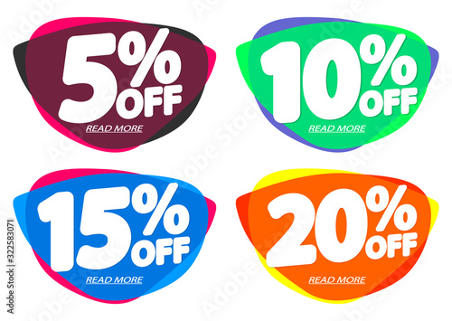 Set Sale bubble banners design template, discount tags, vector illustration