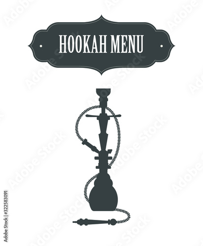 Hookah menu design concept.Icon with Arabian frame.