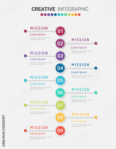 Presentation business infographic template with 9 options. Vector illustration.