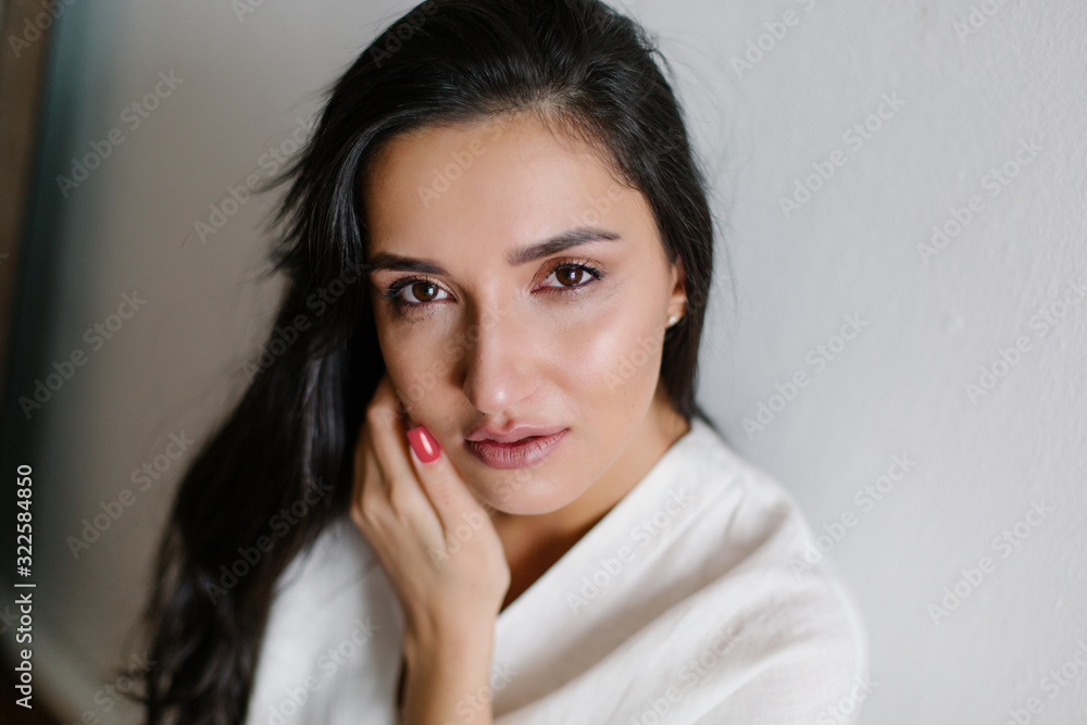 Beautiful caucasian woman is crying. Proud independent sad arab woman. Woe sadness tragedy depression loneliness divorce resentment. Brown eyes with tears. Emotional art portrait. Psychiatrist Anxiety Beautiful caucasian woman is crying. Proud independent sad arab woman. Woe sadness tragedy depression loneliness divorce resentment. Brown eyes with tears. Emotional art portrait. Psychiatrist Anxiety