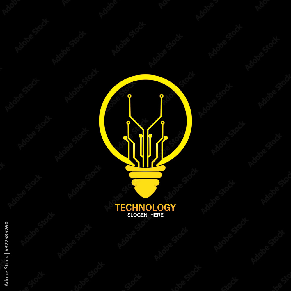 Bulb logo with line technology, Light bulb idea icon with circuit board inside. Business idea concept. Lamp formed by chip connectors Bulb logo with line technology, Light bulb idea icon with circuit board inside. Business idea concept. Lamp formed by chip connectors