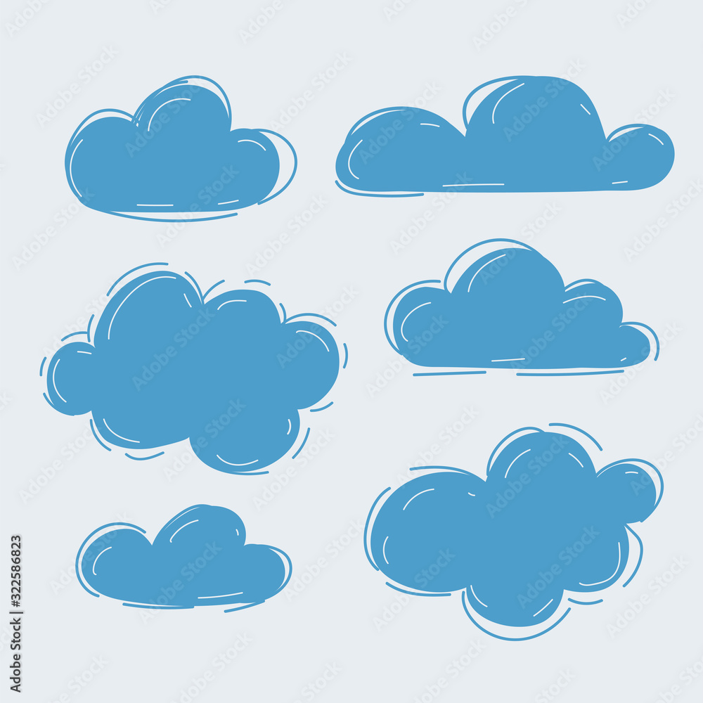 Set of Handdrawn Clouds collection on white background. Set of Handdrawn Clouds collection on white background.