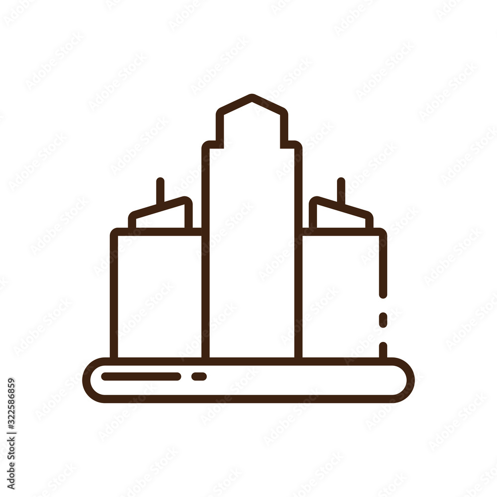 city buildings icon, line style city buildings icon, line style