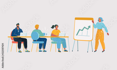 Business People Group Presentation Flip Chart Finance