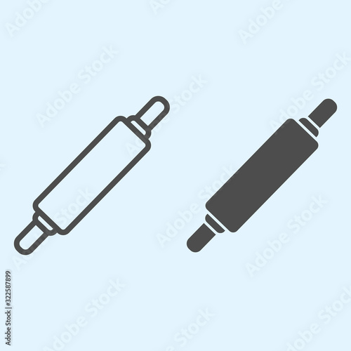 Rolling pin line and solid icon. Cooking bakery food, dough cylinder roller. Home-style kitchen vector design concept, outline style pictogram on white background, use for web and app. Eps 10.