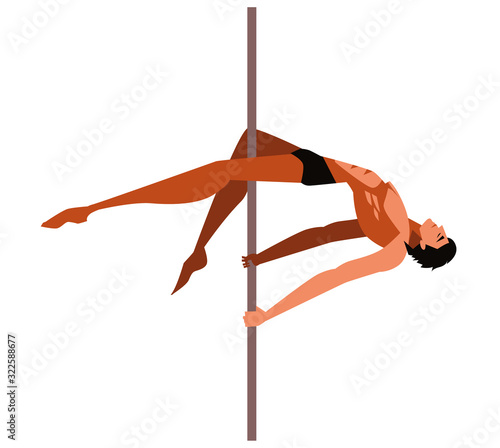 fitness man training pole dancing