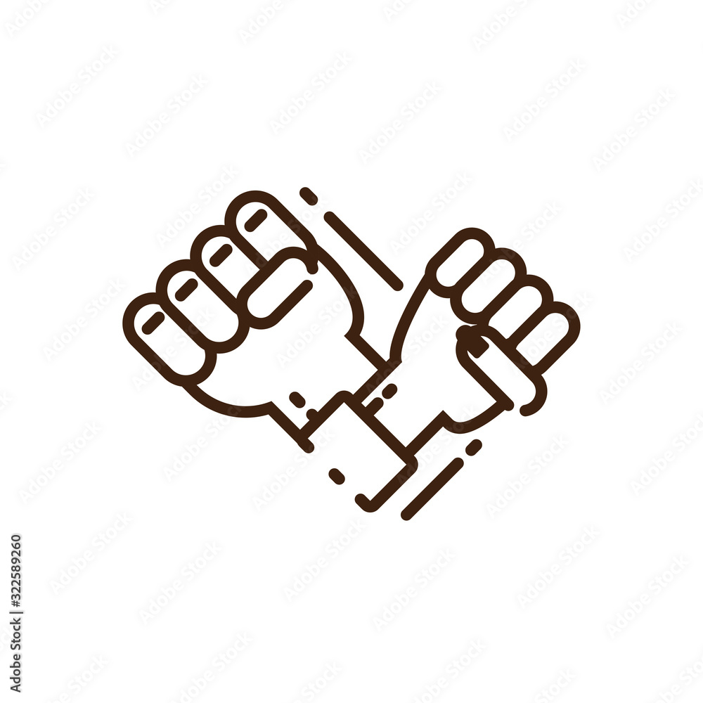 hands fist up icon, line style