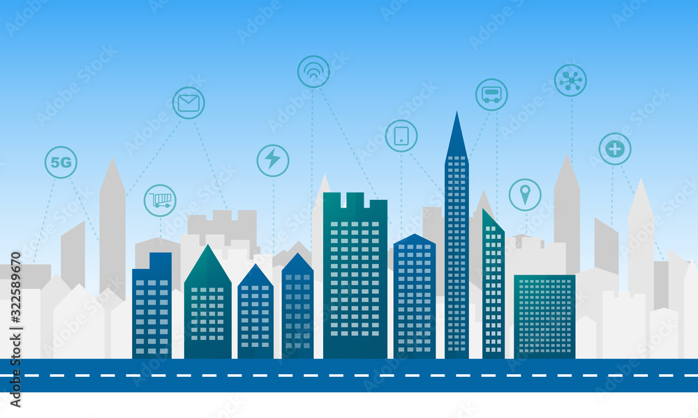 abstract smart city background with icon