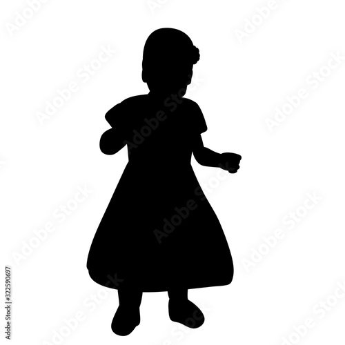 isolated, black silhouette baby is walking