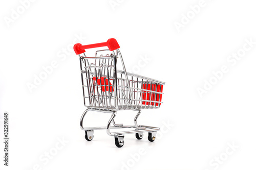 Shopping trolley or cart isolated on white background.