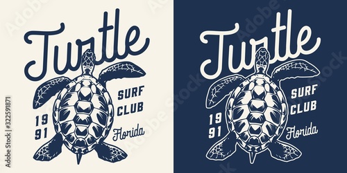 Vintage surfing club monochrome print