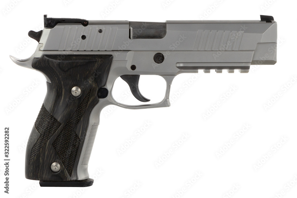 semi-automatic sports pistol on a white background semi-automatic sports pistol on a white background
