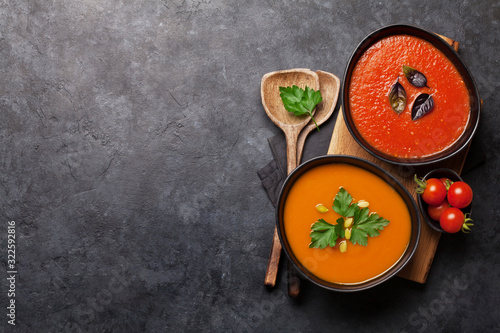 Fotografie Tomato and pumpkin soup
