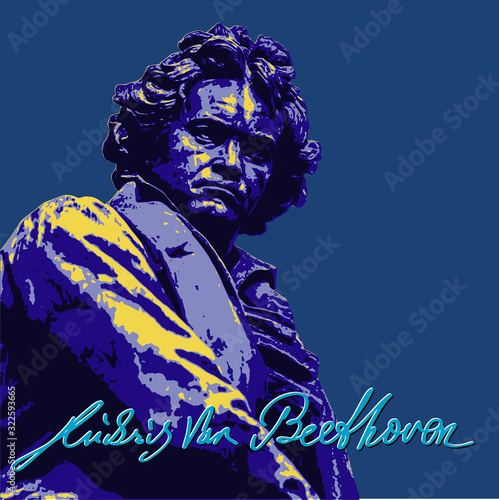 Ludwig van Beethoven, editable with five colour layers