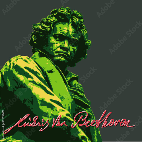 Ludwig van Beethoven, editable with five colour layers